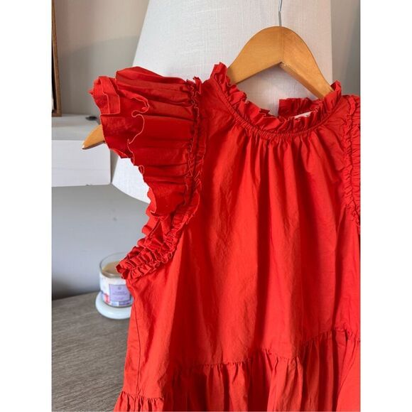 ULLA JOHNSON Joan Ruffled A-line Dress In Orange Size 2 - Picture 3 of 10